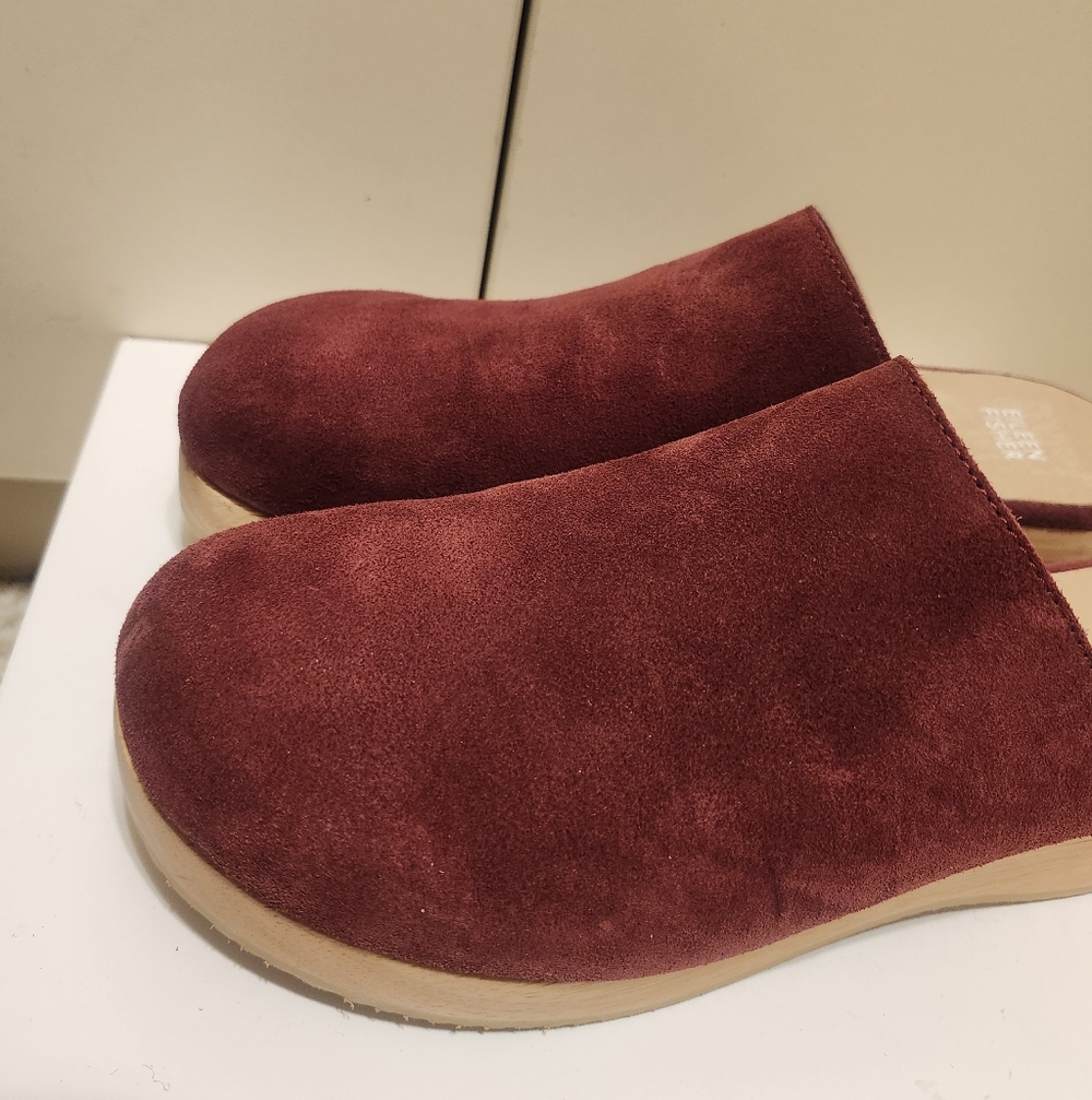 NEW Eileen Fisher "SAVANA" Suede Wood Heel Slip-On Platform Clogs Sz.10 Ret.$250 - Picture 3 of 9